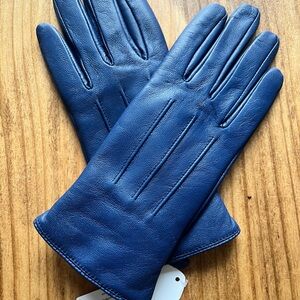 Elegant Blue Leather Gloves